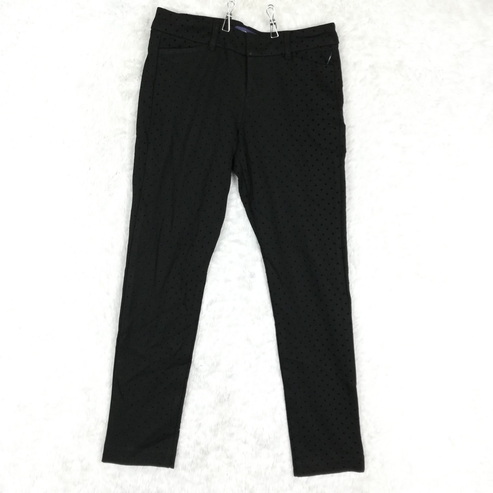 Old Navy Womens Pants Pixie Ankle Black‎ Dots Mid Rise Stretch 2 New